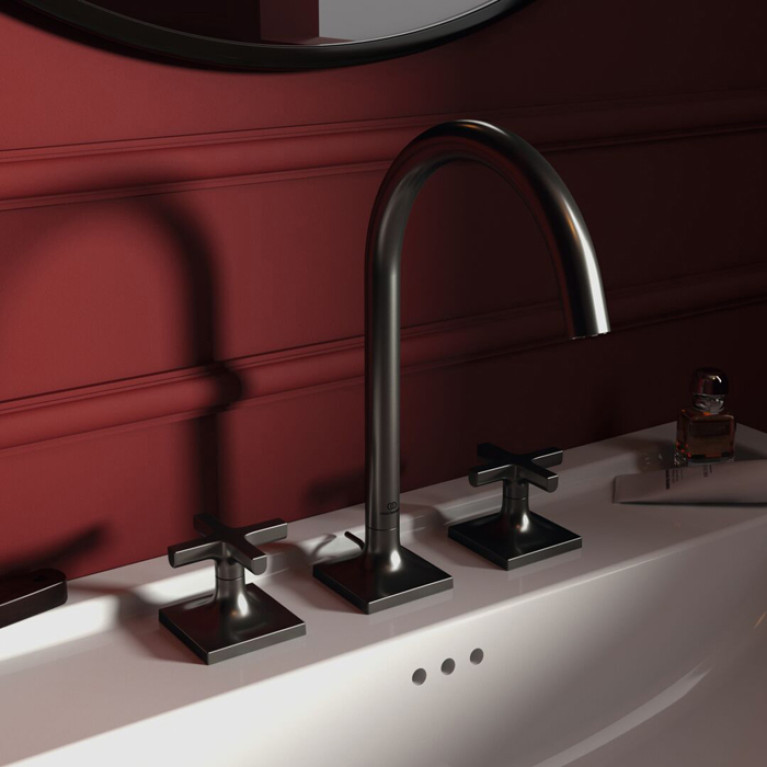 Ideal Standard Joy Neo Смеситель для раковины, на 3 отв, с донным клапаном, цвет: PVD Magnetic Grey