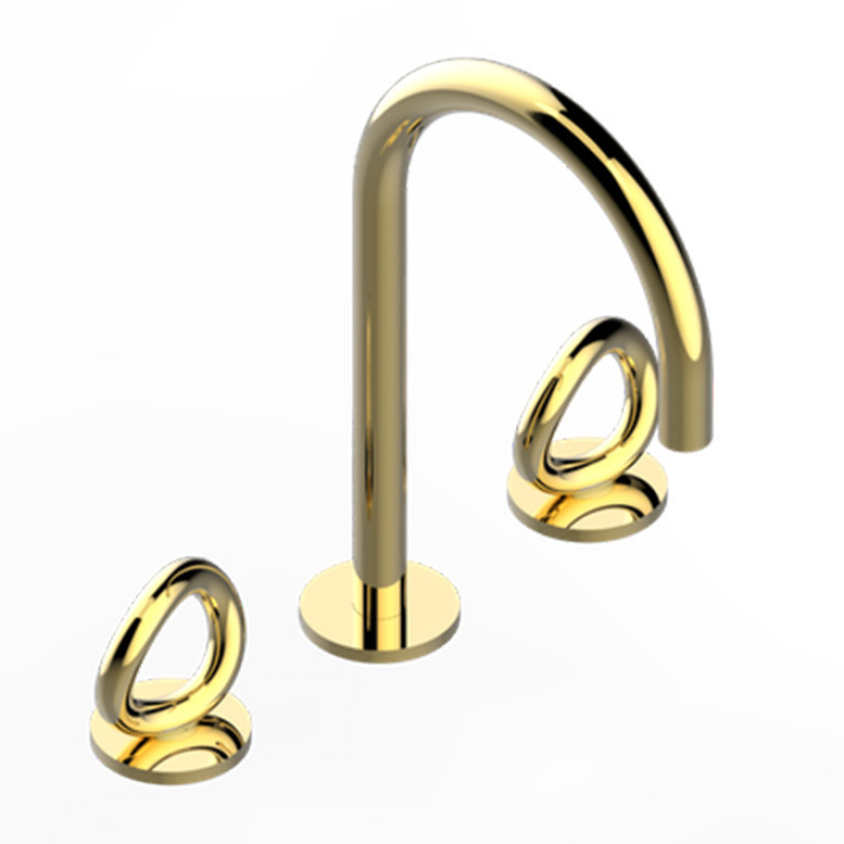 THG Collection O Смеситель для раковины, 3 отв., с донным клапаном, цвет: Soft gold