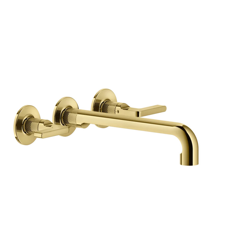 GESSI INCISO Встраиваемый смеситель для раковины на 3 отверстия с изливом 255-235мм (внешние части), цвет: золото