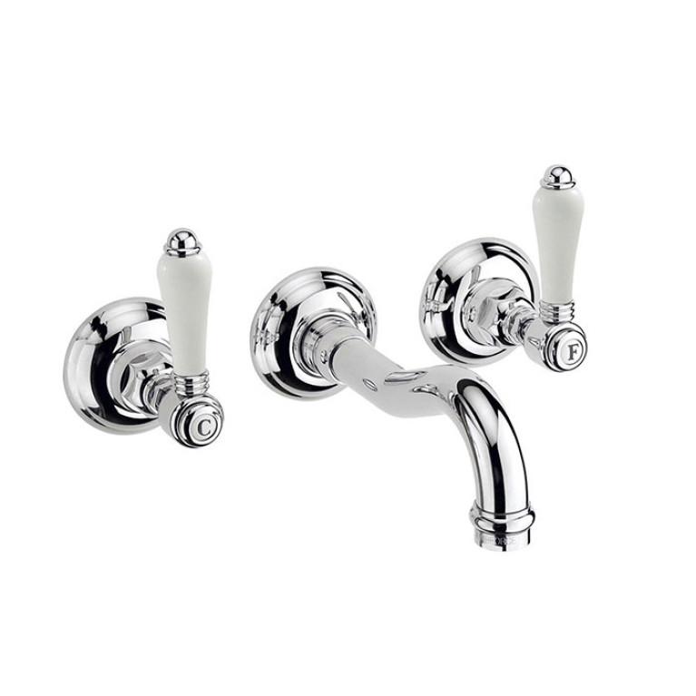 Nicolazzi Petit Mont Blanc Смеситель настенный для раковины с 2мя ручками, цвет: хром (внешняя часть)