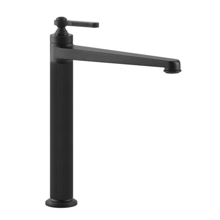 GESSI VENTI20 Смеситель для раковины на 1 отверстие, однорычажный, высокий, в комплекте с донным клапаном, цвет черный матовый