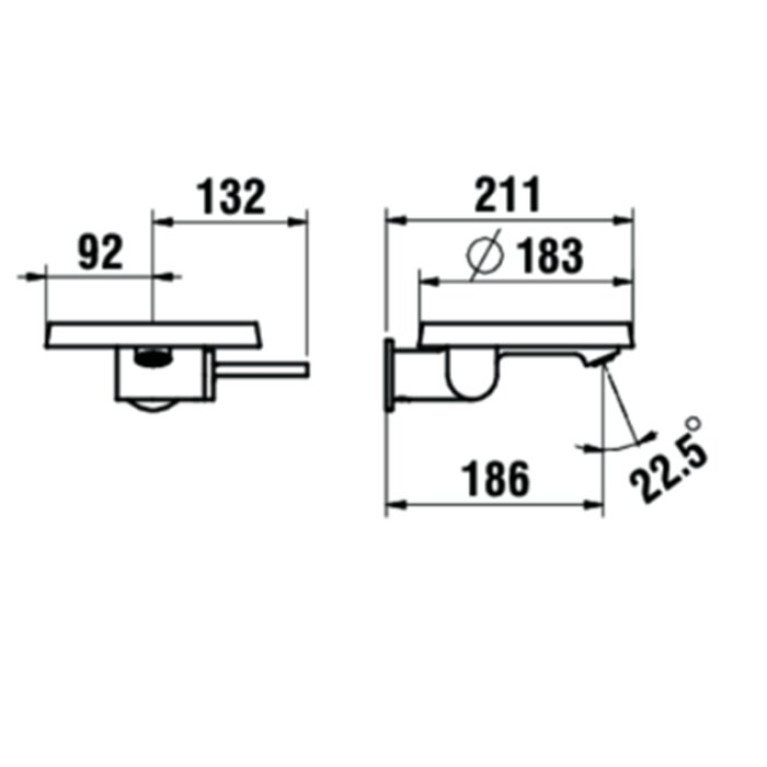 Laufen Kartell Смеситель для раковины настенный, на 1 отв, излив 186мм, цвет: хром