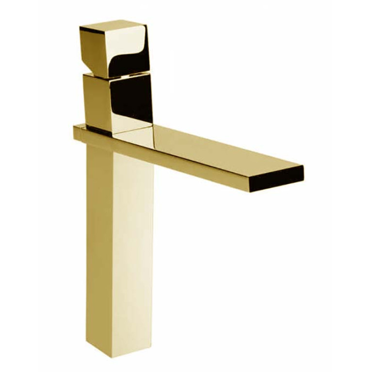 Bossini Cube Смеситель для раковины на 1 отв., высокий с заглушкой 1&rdquo;1/4, цвет: Gold PVD
