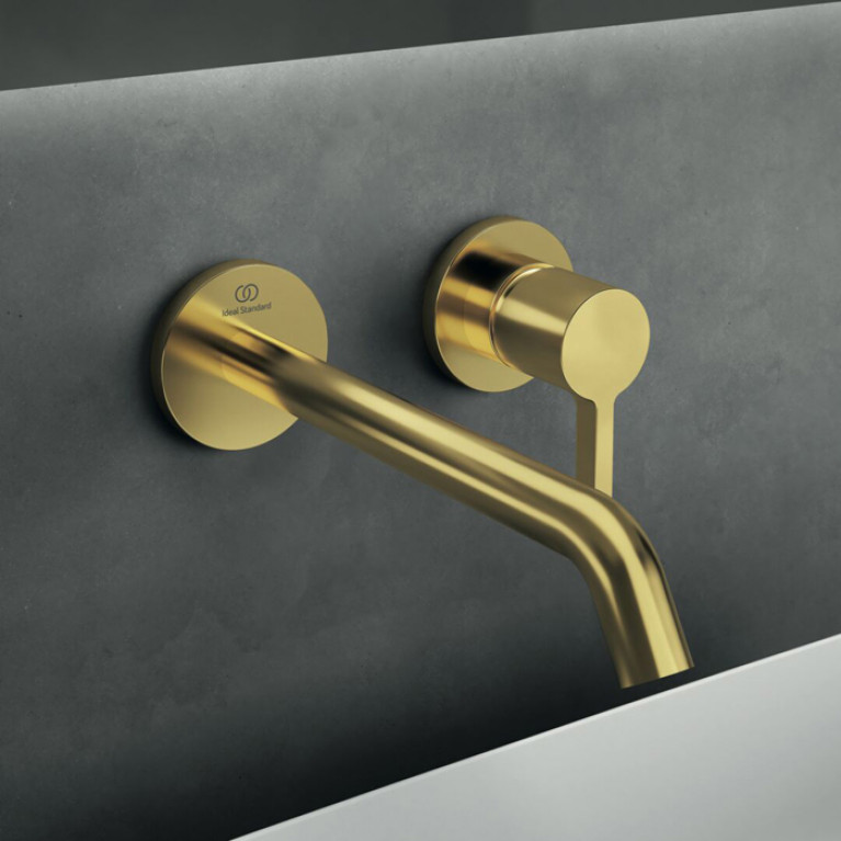 Ideal Standard Joy Cмеситель для раковины, встраиваемый, излив: 22.5см, без комплектом №1 A1313NU, цвет: PVD Brushed Gold