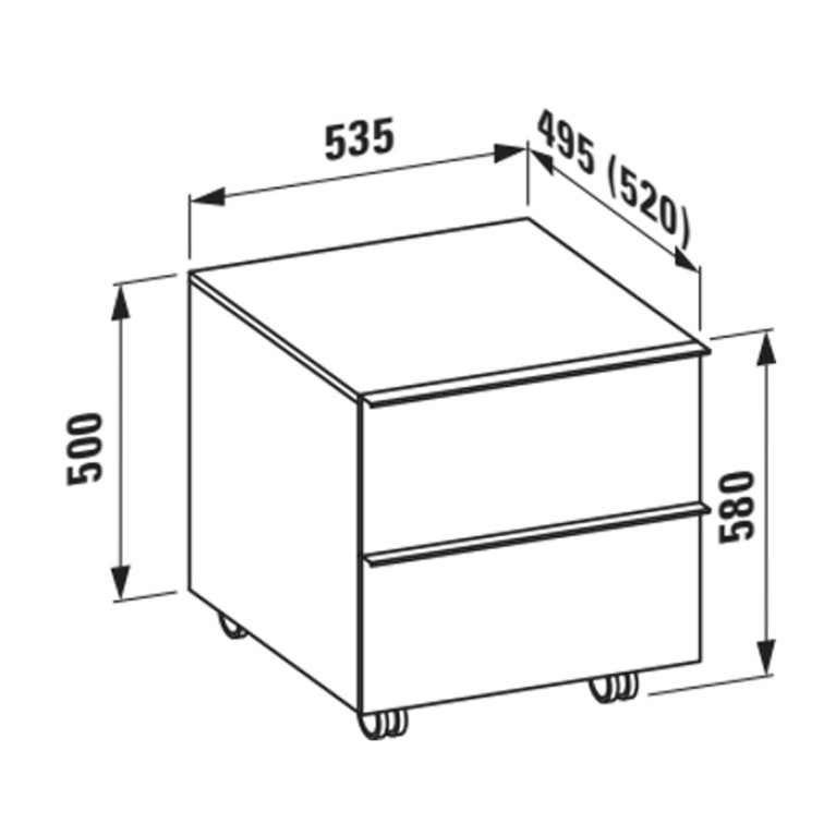 LAUFEN Space Шкаф на колесиках 535x495(520)x500(580) мм, 2 ящика, белый матовый (НЕ производитя!)