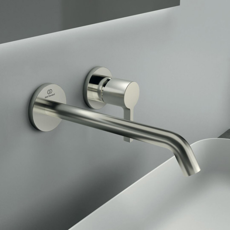 Ideal Standard Joy Cмеситель для раковины, встраиваемый, излив: 22.5см, без комплектом №1 A1313NU, цвет: PVD Silver Storm