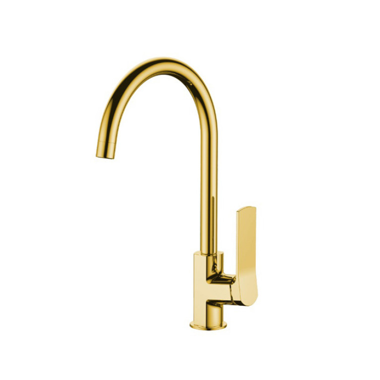 NEMO NM-1331-BG Смеситель для раковины с донным клапаном, поворотный излив BRUSH GOLD