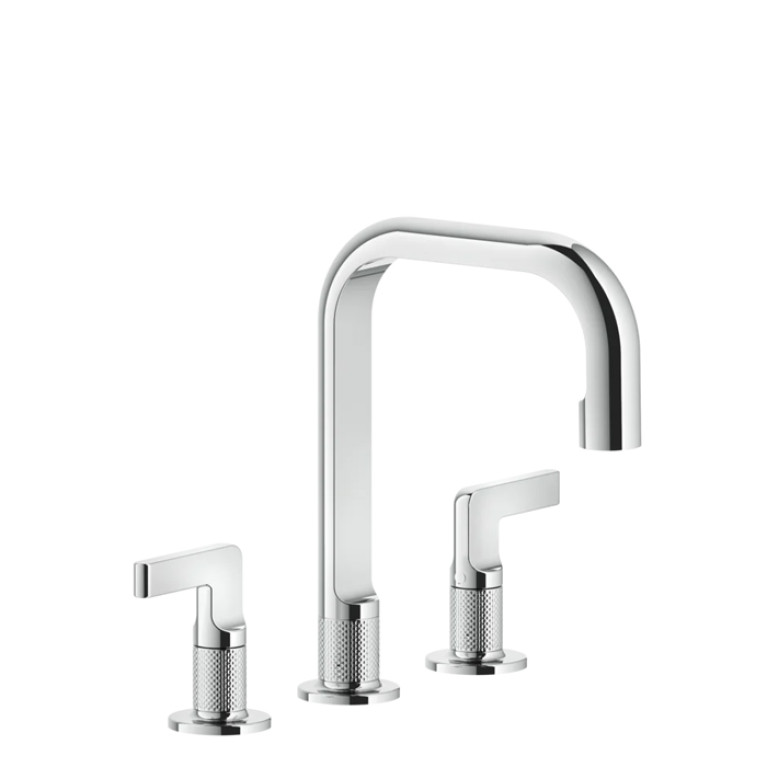 GESSI INCISO Смеситель для раковины на 3 отверстия с донным клапаном, излив 160мм, h=240мм Цвет: хром