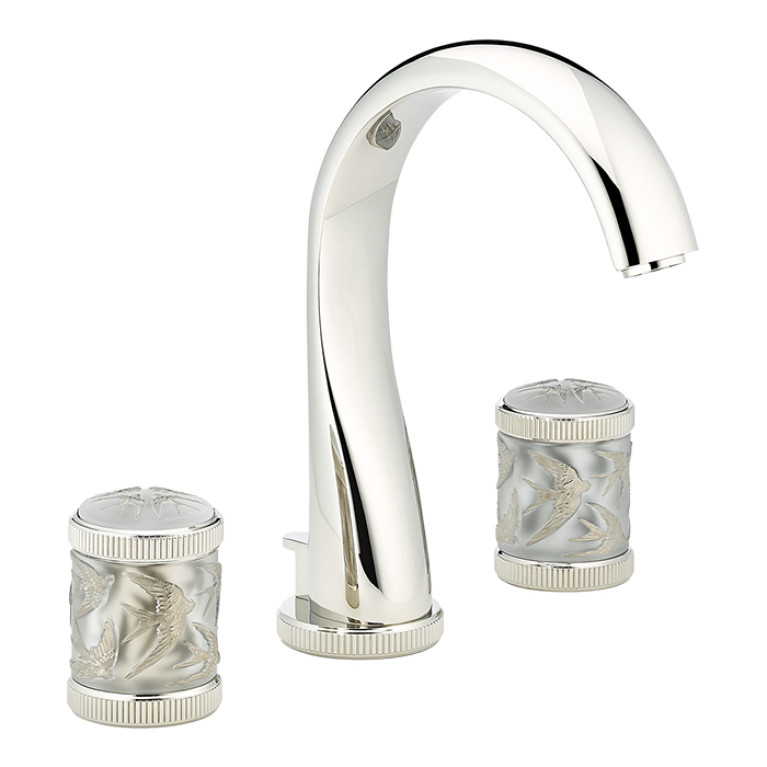 THG HIRONDELLES PLATINUM STAMPED Смеситель для раковины на 3 отверстия, с донным клапаном, цвет Polished nickel