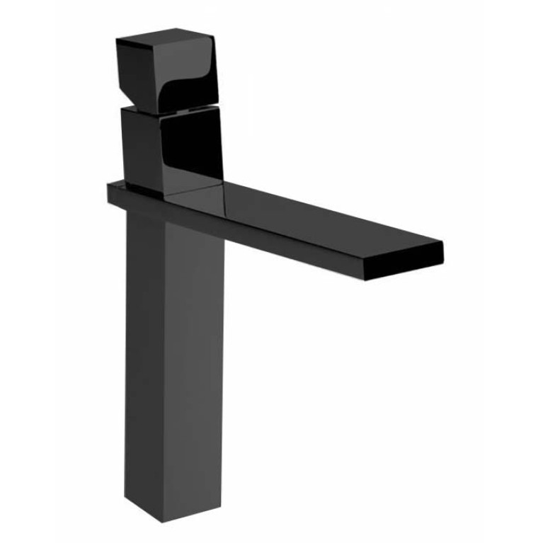 Bossini Cube Смеситель для раковины на 1 отв., высокий с заглушкой 1&rdquo;1/4, цвет: черньій матовьій