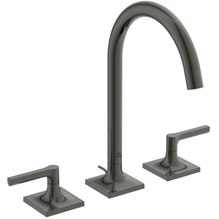 Ideal Standard Joy Neo Смеситель для раковины, на 3 отв, с донным клапаном, цвет: PVD Magnetic Grey