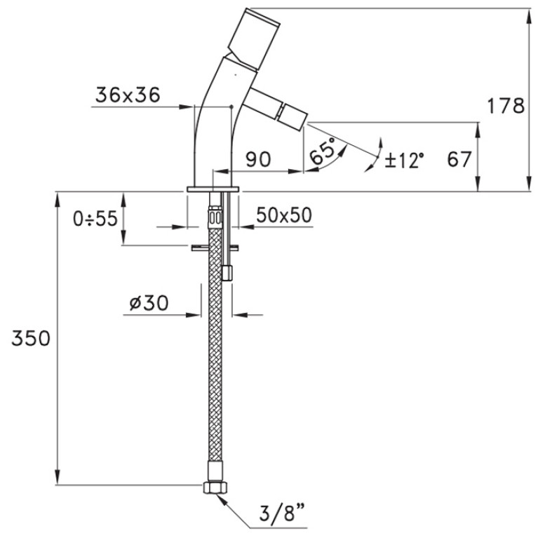 Stella Bamboo Quadro Смеситель для раковины/биде на 1 отверстие 3222, цвет: хром