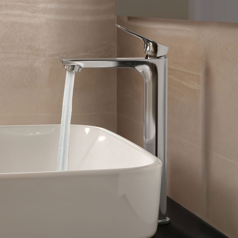 Ideal Standard Ceralife O Высокий смеситель для раковины H240, технология BlueStart с донным клапаном Click Clack, цвет: хром