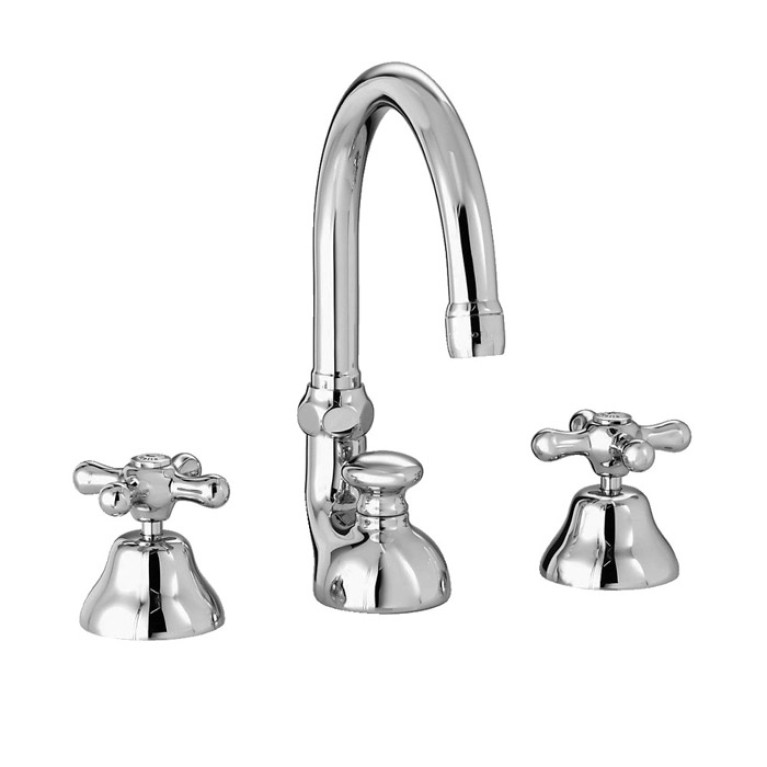 Stella Roma Смеситель для раковины на 3 отверстия 3225, с донным клапаном, цвет: хром