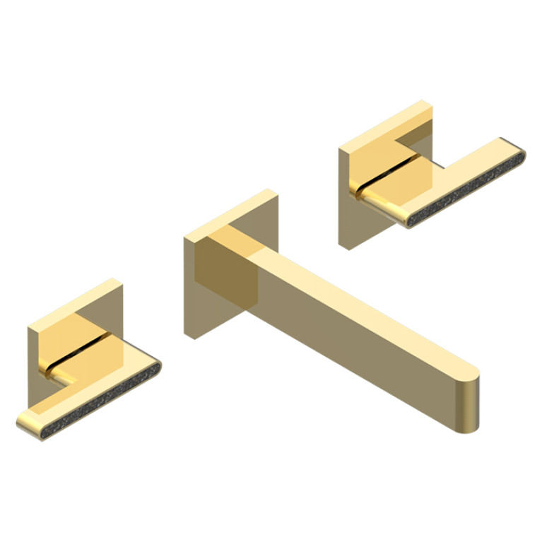 THG ICON-X CARBONE GOLD A MANETTES Смеситель для раковины настенный, на 3 отверстия, внешняя часть, цвет полированное золото