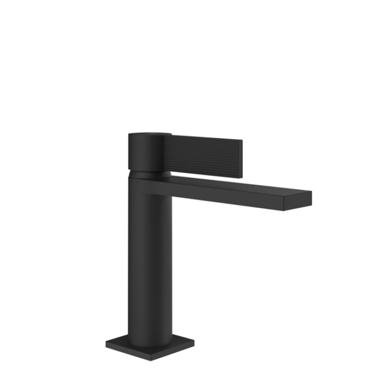 GESSI  INVERSO RIGATO Смеситель для раковины с донным клапаном StopGo и соединительными шлангами, цвет: Matte Black