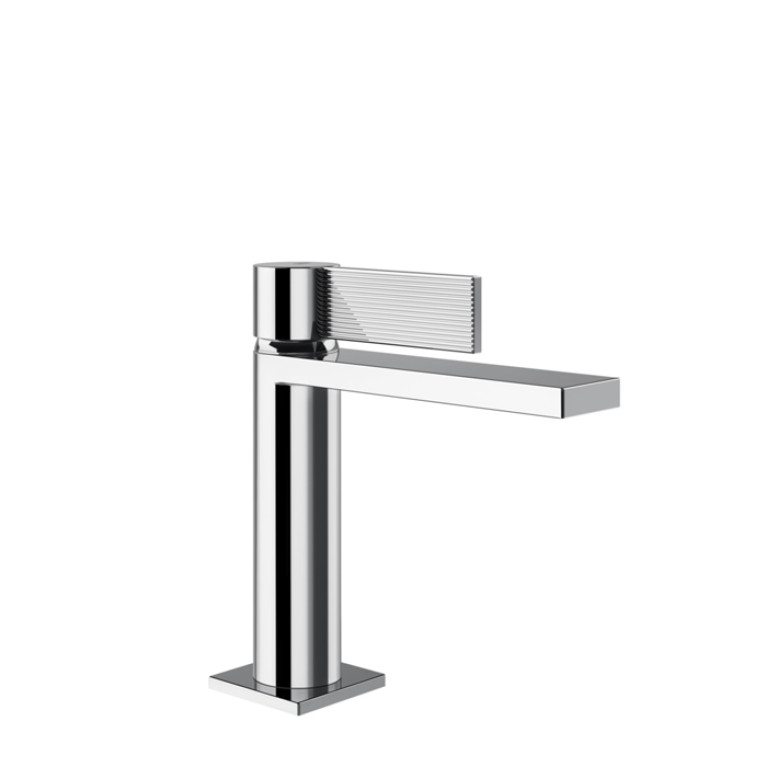 GESSI  INVERSO RIGATO Смеситель для раковины с донным клапаном StopGo и соединительными шлангами, цвет: хром
