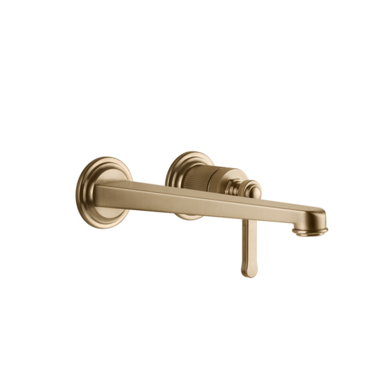 GESSI VENTI20 Смеситель для раковины настенный, встраиваемый, однорычажный, излив 243 мм., внешняя часть, цвет Warm Bronze Br. PVD