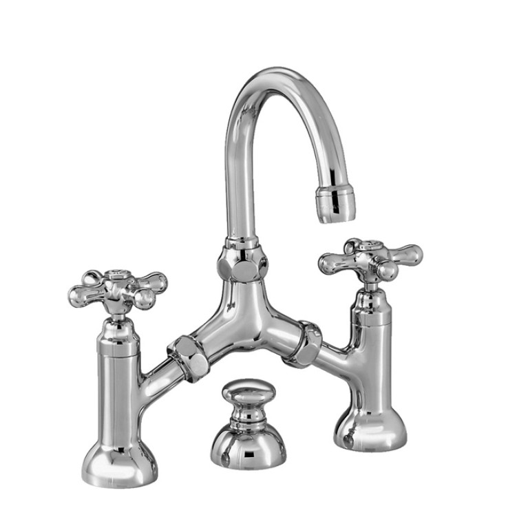 Stella Roma Смеситель для раковины на 3 отверстия 3215/351 с донным клапаном, цвет: хром