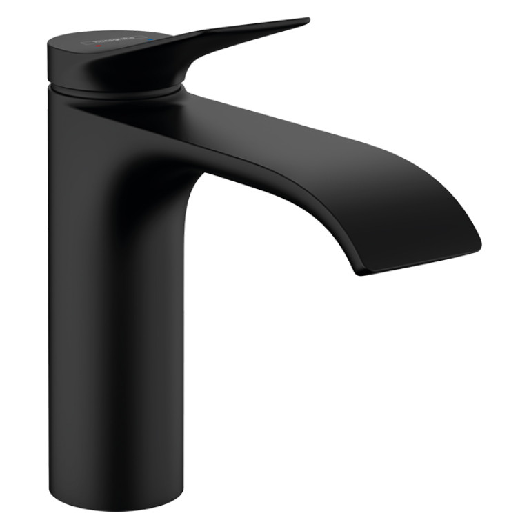 HANSGROHE VIVENIS Смеситель для раковины на 1 отверстие, однорычажный, в комплекте с донным клапаном, цвет черный матовый