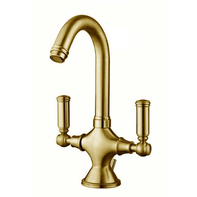 Bossini Liberty Смеситель для раковины на 1 отв., с поворотным изливом и заглушкой 1&rdquo;1/4, цвет: Gold PVD
