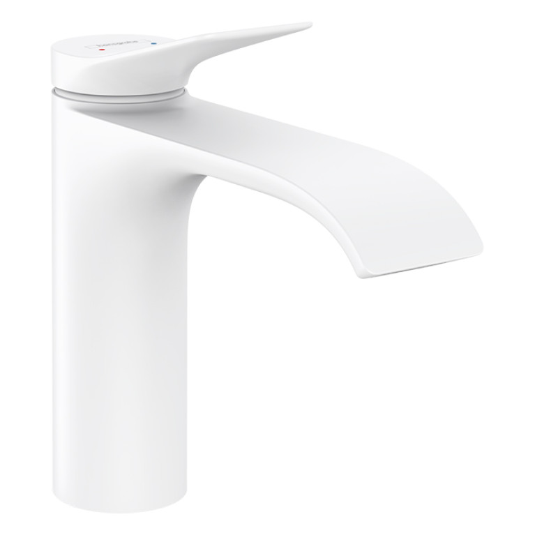 HANSGROHE VIVENIS Смеситель для раковины на 1 отверстие, однорычажный, в комплекте с донным клапаном, цвет белый матовый