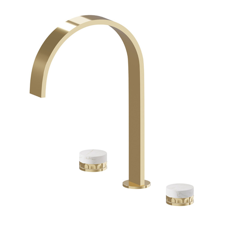 Newform Ionika allure bagno Смеситель для раковины на 3отв. без донного клапана, цвет: PVD glossy gold