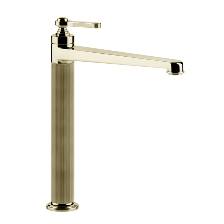 GESSI VENTI20 Смеситель для раковины на 1 отверстие, однорычажный, высокий, в комплекте с донным клапаном, цвет Brass PVD