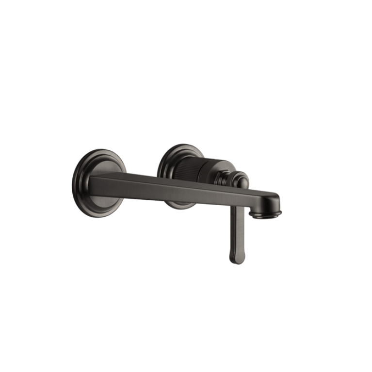 GESSI VENTI20 Смеситель для раковины настенный, встраиваемый, однорычажный, излив 201 мм., внешняя часть, цвет Black Metal Brushed PVD