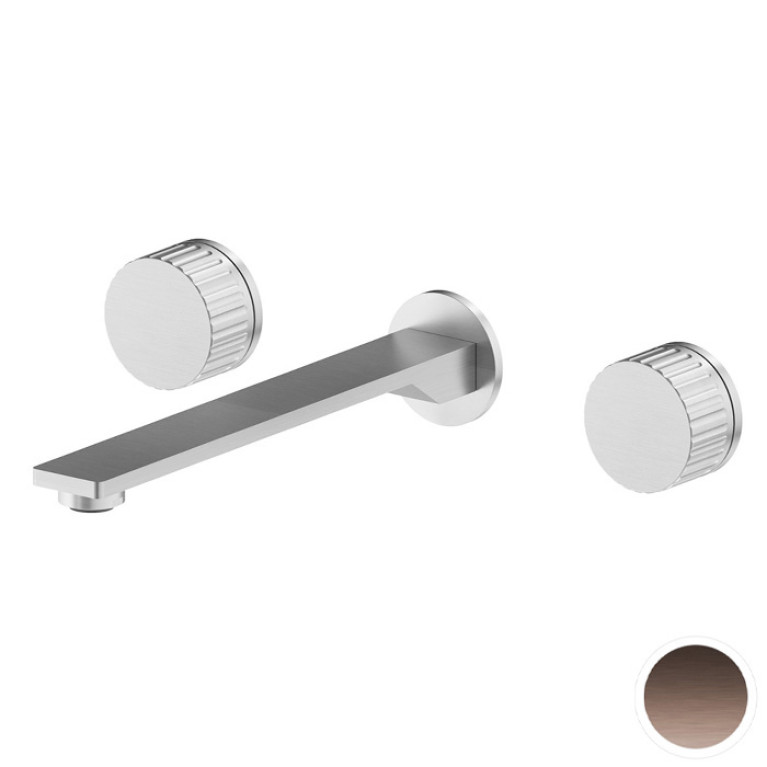 Newform Steel Line внешняя часть  смесителя для раковины из стены, на 3 отв. без д/к, излив 233мм, из нержавеющей стали цвет pvd brushed copper bronze