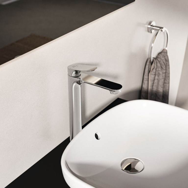 Ideal Standard Ceralife O Высокий смеситель для раковины H240, технология BlueStart с донным клапаном Click Clack, цвет: хром