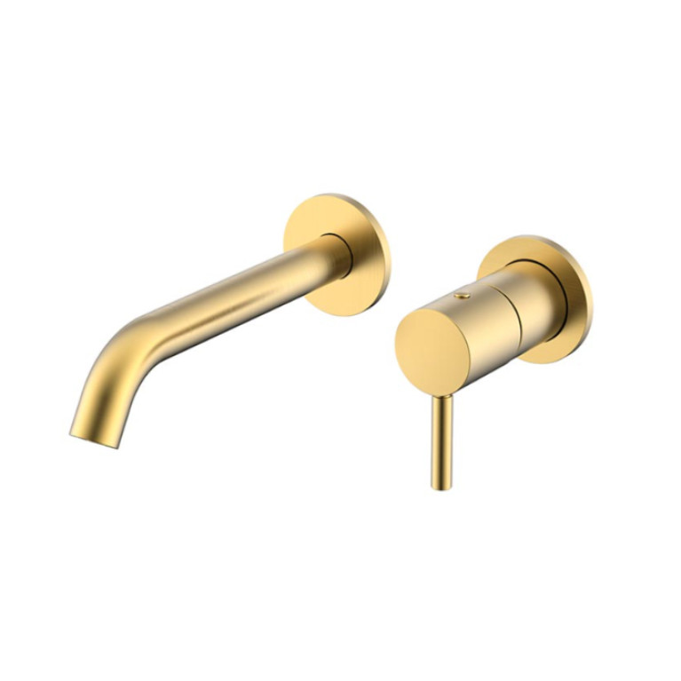NEMO NM-2313BG Смеситель из стены для раковины с донным клапаном BRUSH GOLD