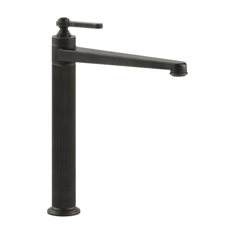 GESSI VENTI20 Смеситель для раковины на 1 отверстие, однорычажный, высокий, в комплекте с донным клапаном, цвет Aged Bronze