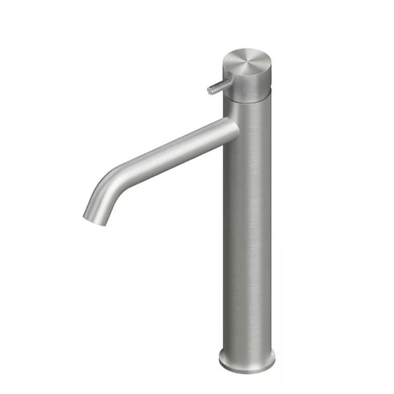 QuadroDesign SOURCE 1202AS Смеситель для раковины на 1 отверстие из столешницы высокий, цвет Brushed Stainless Steel