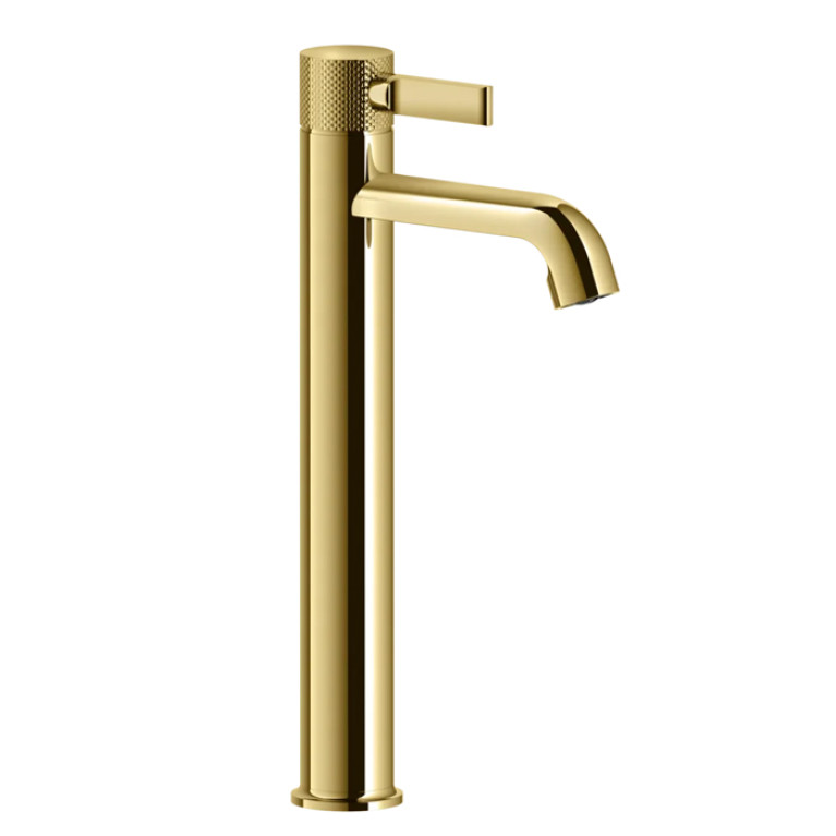 GESSI INCISO Смеситель для раковины на 1 отверстие, высокий h=337мм, без донного клапана Цвет: золото