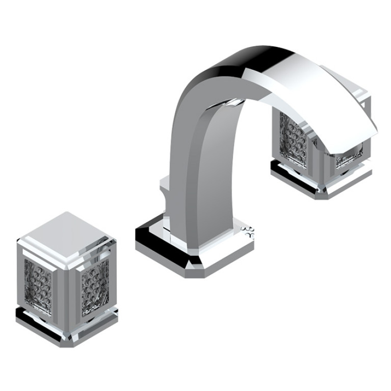 THG METROPOLIS CRISTAL CLAIR Смеситель для раковины на 3 отверстия, ручки с подсветкой, с донным клапаном, цвет хром
