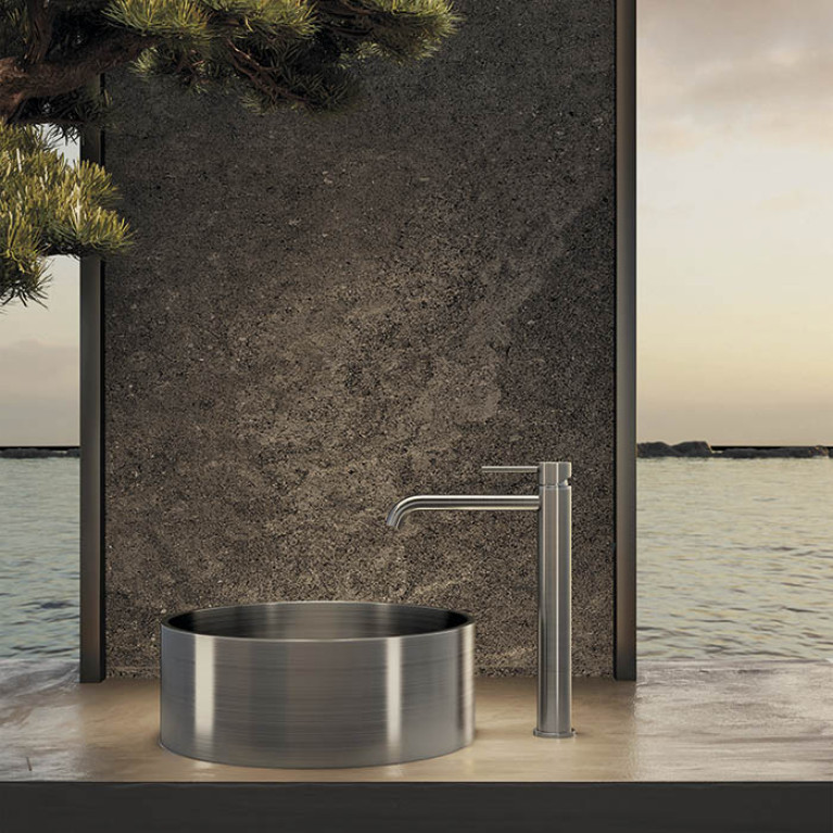 Newform X-Steel 316 Смеситель для раковины на 1 отверстие, высокий, без донного клапана, излив 190мм, цвет: нержавеющая сталь