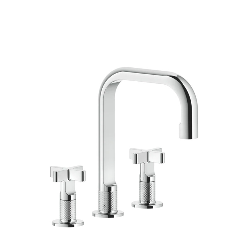 GESSI INCISO Смеситель для раковины на 3 отверстия без донного клапана, излив 160мм, h=240мм, цвет: хром