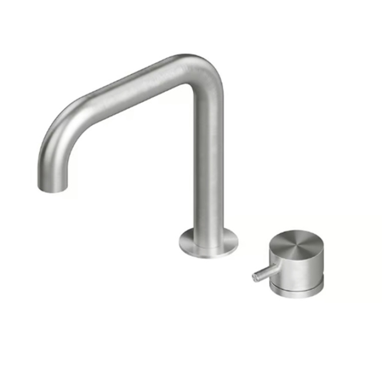 QuadroDesign SOURCE/OTTAVO 1207AS Смеситель для раковины на 2 отверстия из столешницы, цвет Brushed Stainless Steel