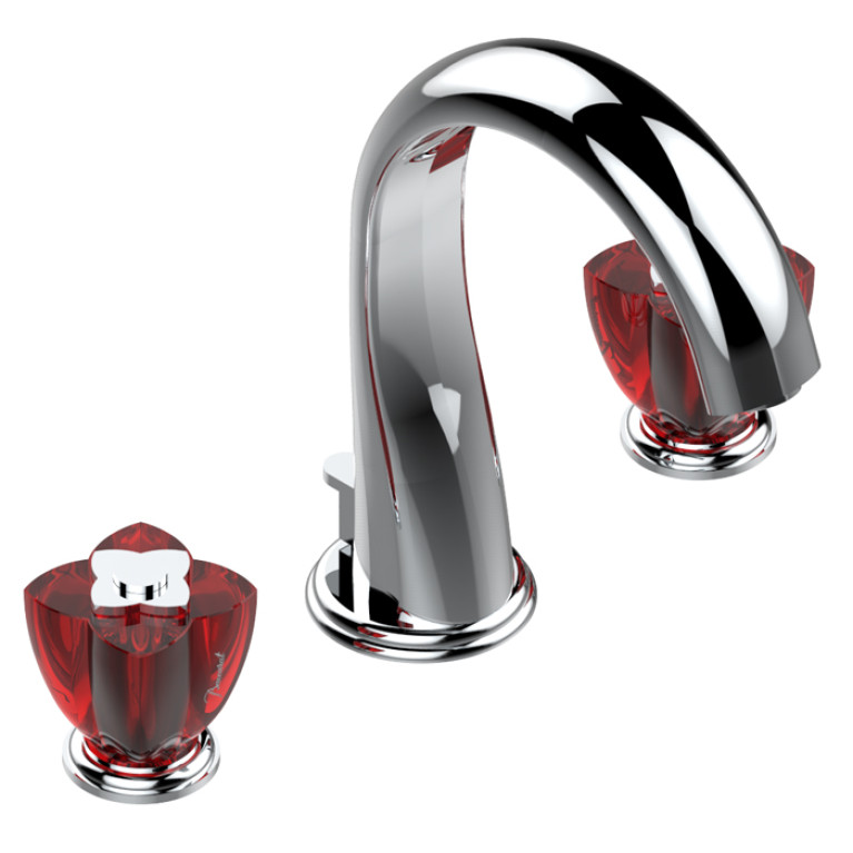THG PETALE DE CRISTAL ROUGE Смеситель для раковины на 3 отверстия, с донным клапаном, цвет хром