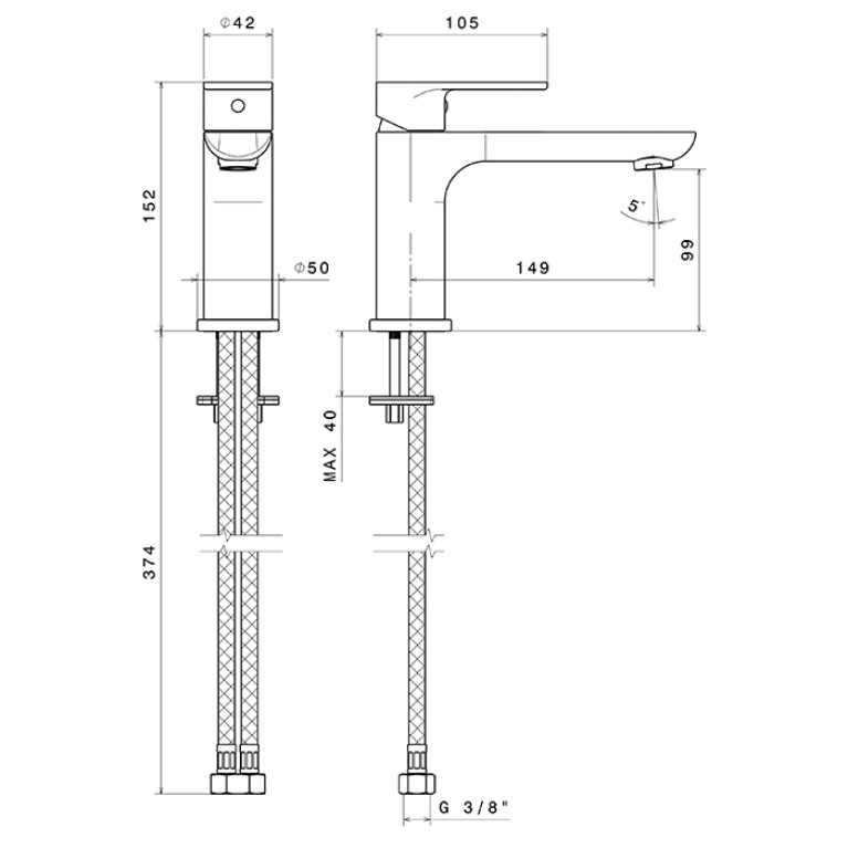 Newform Extro Смеситель для раковины с длинным изливом без донного клапана, цвет:  хром