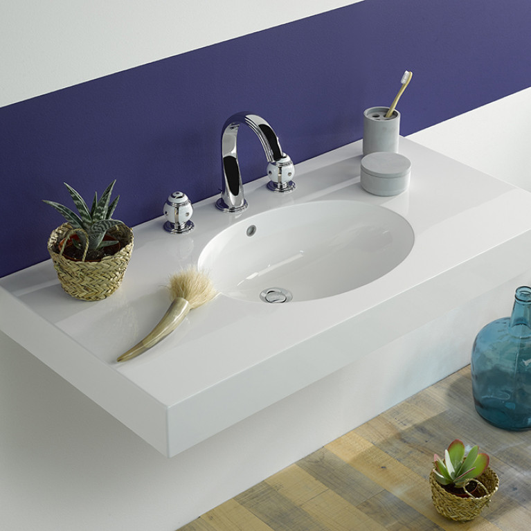 THG ITHAQUE DECOR PLATINE Смеситель для раковины на 3 отверстия, с донным клапаном, декор платина, цвет хром