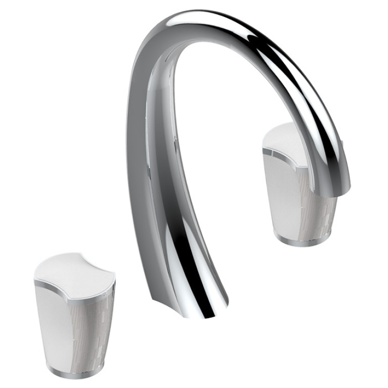 THG PORCELAIN BLANCHE DECOR PLATINE Смеситель для раковины на 3 отверстия, с донным клапаном, цвет хром