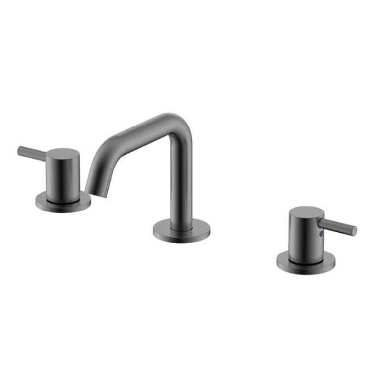 NEMO NM-2317BGM Смеситель на 3 отверстия для раковины с донным клапаном BRUSH GUN METAL