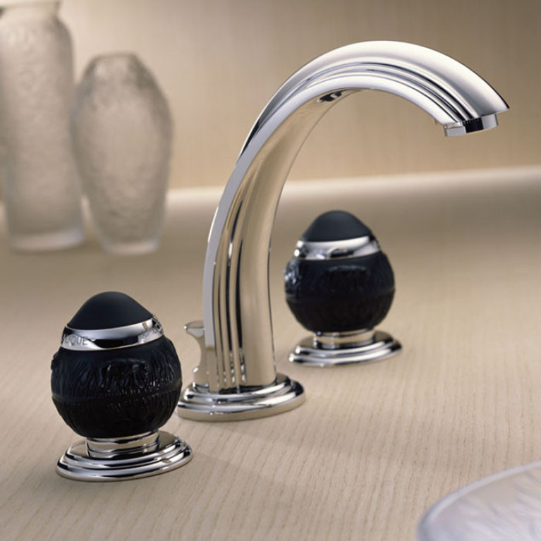 THG PANTHERE CRISTAL NOIR Смеситель для раковины на 3 отверстия, с донным клапаном, цвет хром