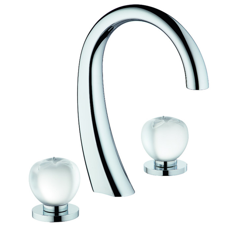 THG POMME CRISTAL CLAIR SATINE Смеситель для раковины на 3 отверстия, с донным клапаном, цвет хром