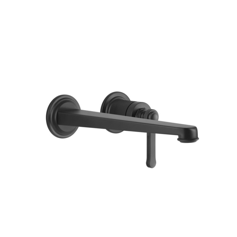GESSI VENTI20 Смеситель для раковины настенный, встраиваемый, однорычажный, излив 243 мм., внешняя часть, цвет черный матовый