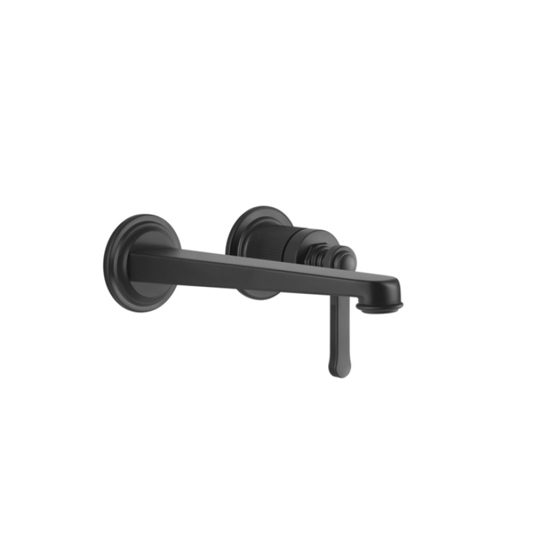 GESSI VENTI20 Смеситель для раковины настенный, встраиваемый, однорычажный, излив 201 мм., внешняя часть, цвет черный матовый