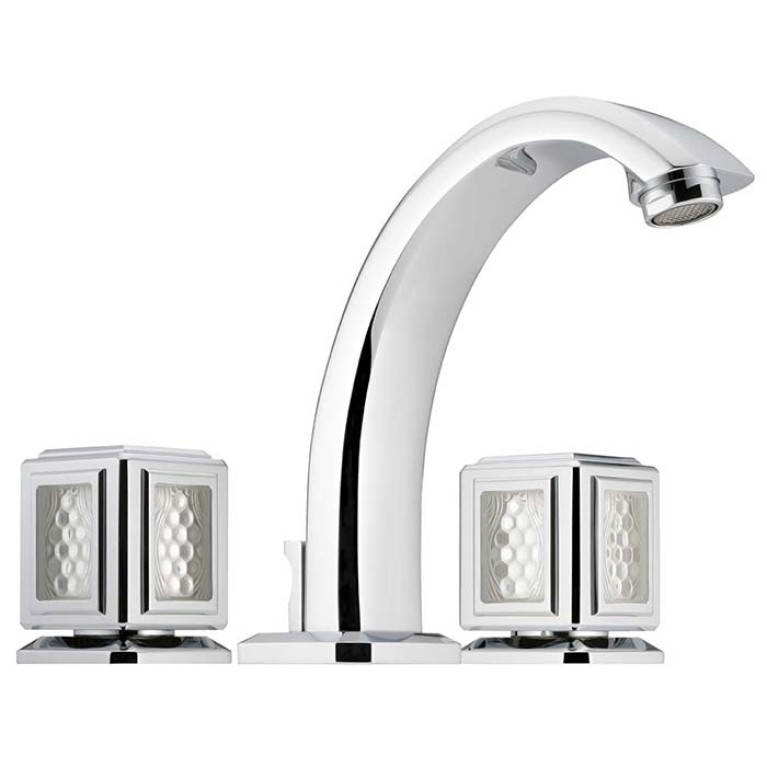 THG METROPOLIS CRISTAL CLAIR Смеситель для раковины на 3 отверстия, с донным клапаном, цвет хром