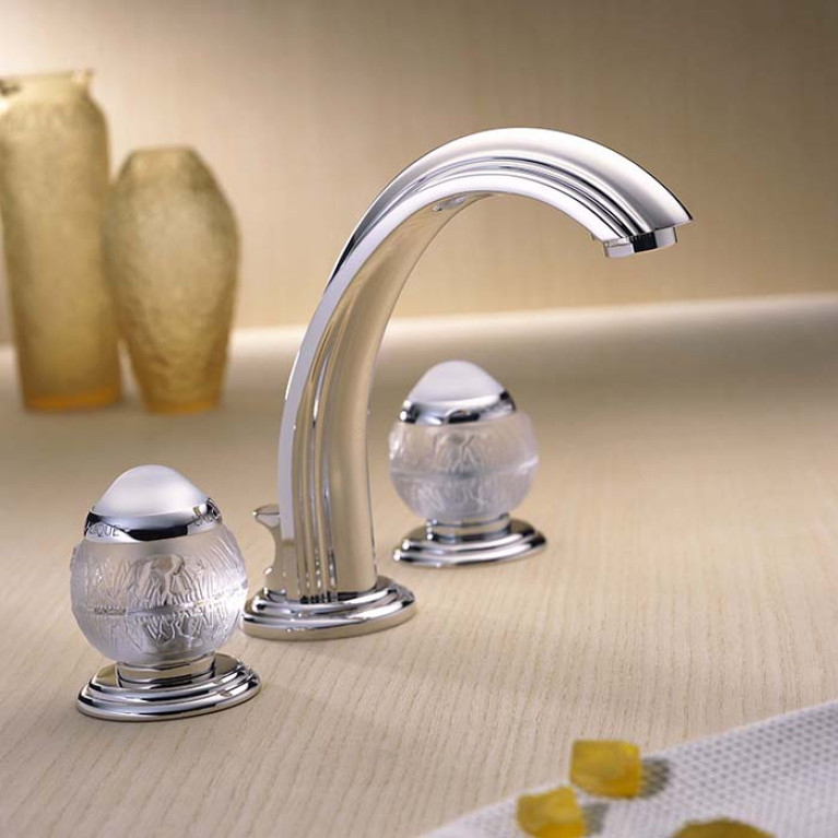 THG PANTHERE CRISTAL CLAIR Смеситель для раковины на 3 отверстия, с донным клапаном, цвет хром